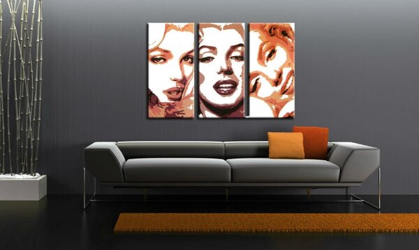 Ručně malovaný obraz POP Art Marilyn Monroe 3 dílný mon2