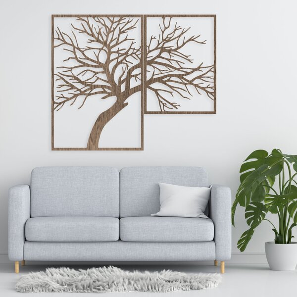 Dřevěný obraz stromu s vyřezávanými větvemi | Dunak: HDF - Dub Sonoma 48 x 40 cm 4383-80787 HDF0221