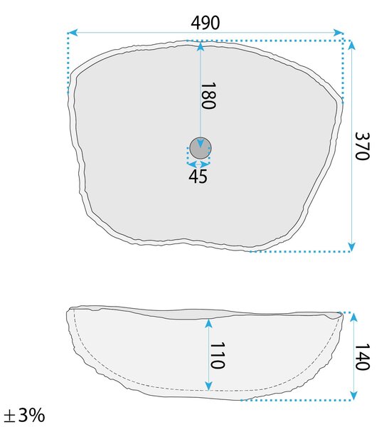 Rea Isla Shiro, umyvadlo na desku 490x370x135 mm, imitace kamene, REA-U0642