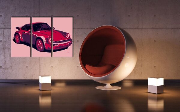 Ručně malovaný obraz POP Art s motivem PORSCHE 911, 3 díly, por3