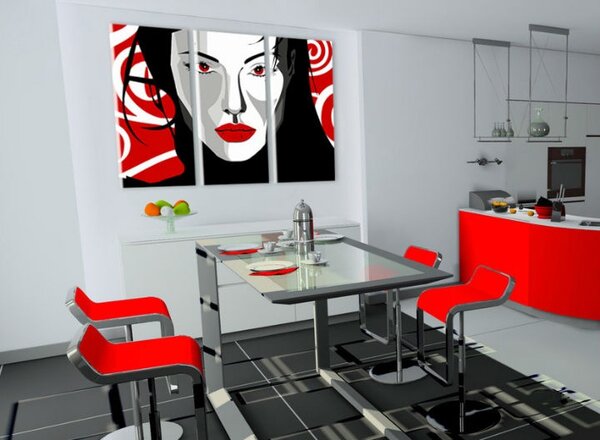 Ručně malovaný obraz POP Art Nice WOMAN 3 dílná nwoman