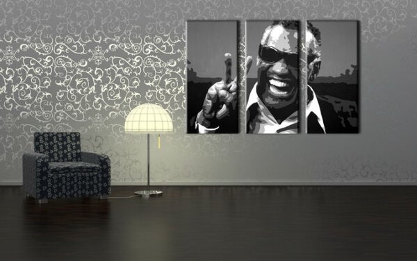 Ručně malovaný obraz POP Art Ray Charles 3 dílná RC