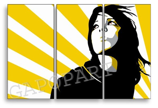 Ručně malovaný obraz POP Art Žena na slunci 3 části w/w