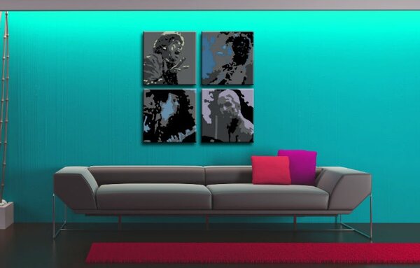 Ručně malovaný POP Art obraz Rolling Stones 4 kusy rs