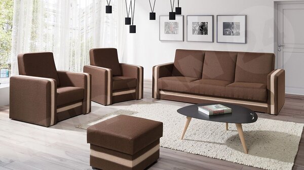 Sedací souprava 3+1+1 s taburetem Vivienne (hnědá)