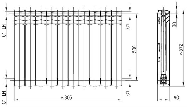 KFA Armatura G500F pokojový radiátor 57.2x80.5 cm podłączenie boční bílá 789-100-44