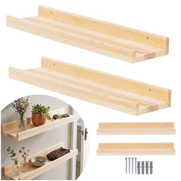 Police na zeď 60x15 cm 2ks SPRINGOS WF0018 přírodní