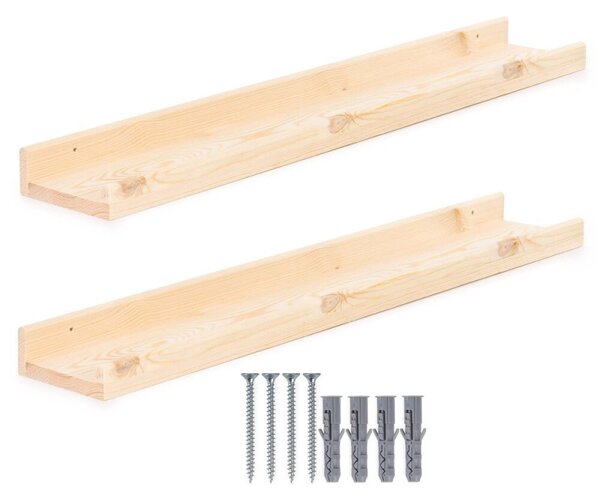 Police na zeď 80x15 cm sada 2ks SPRINGOS WF0020 přírodní