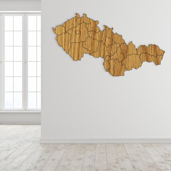 Dřevěná mapa Československé republiky - Geografie: HDF - Ořech 40 x 23 cm 4403-84131 HDF-M011