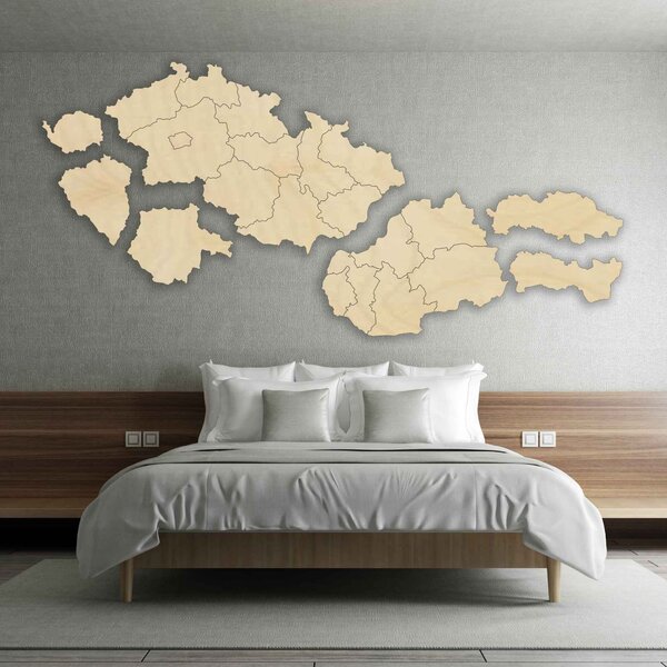 Dřevěná mapa Československé republiky - Geografie: HDF - Ořech 40 x 23 cm 4403-84131 HDF-M011