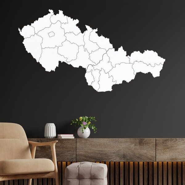 Dřevěná mapa Československé republiky - Geografie: HDF - Ořech 40 x 23 cm 4403-84131 HDF-M011