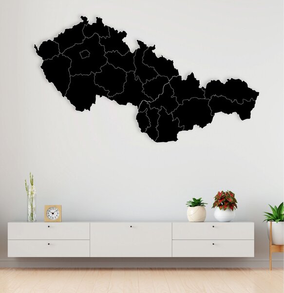 Dřevěná mapa Československé republiky - Geografie: HDF - Ořech 40 x 23 cm 4403-84131 HDF-M011