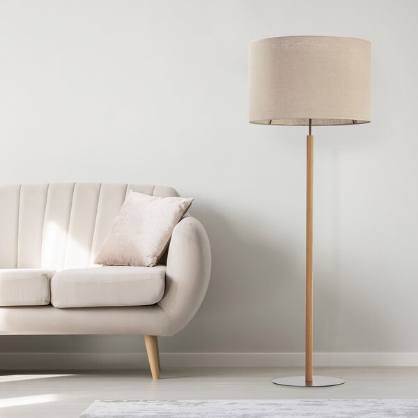 TK Lighting Deva Nature stojací lampa 1x15 W černá-šedá-dřevo-béžová 5199