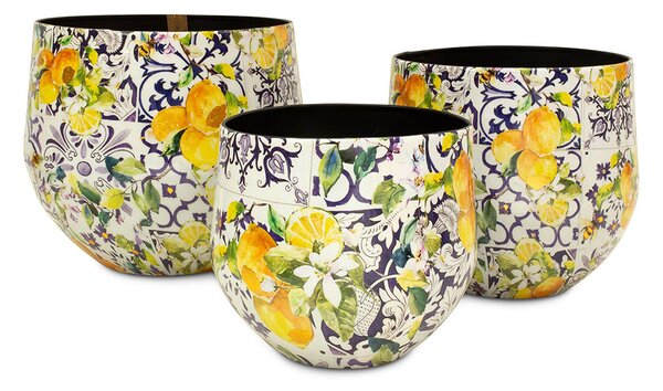 Květináče Lemon Fusion, Ø 33/27/23 cm, výška 29/25,5/22 cm Rozměry: Set průměrů 33/27/23 cm