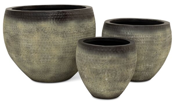 Květináč Gravita, set 3 kusy, Ø 70/54/39 cm, výška 56/45/36 cm Rozměry: Set průměrů 39/54/70 cm