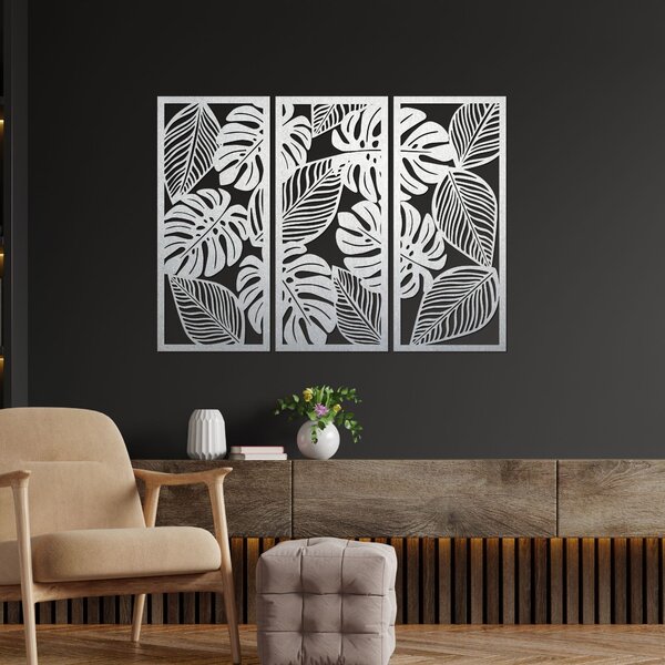Třídílný obraz monstera pro milovníky přírody | PORFOLT: Překližka Topol - bez povrchové úpravy 60 x 45 cm 4408-85051 PR0523