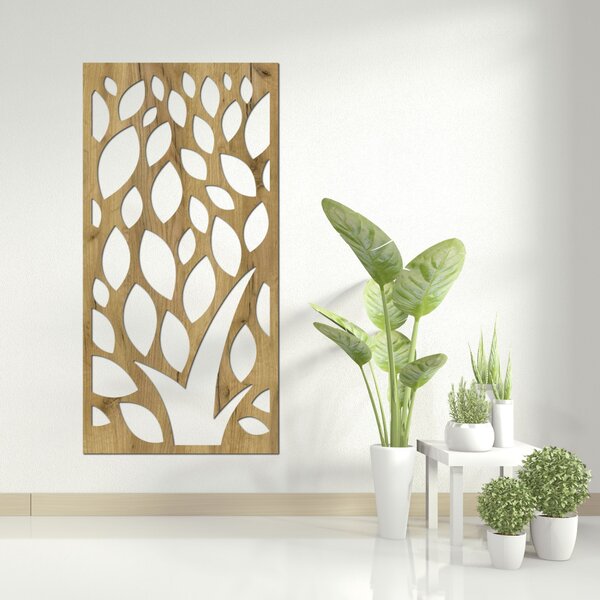 Dřevěný nástěnný obraz s listy - LALI: HDF - Javor 80 x 40 cm 4411-85440 HDF0288