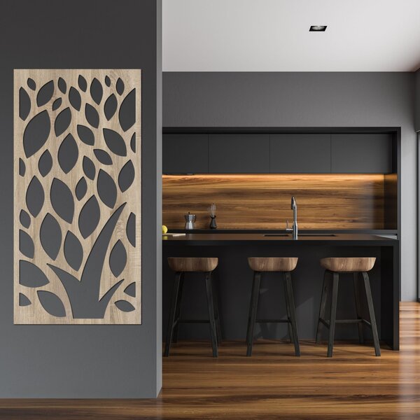 Dřevěný nástěnný obraz s listy - LALI: HDF - Javor 80 x 40 cm 4411-85440 HDF0288