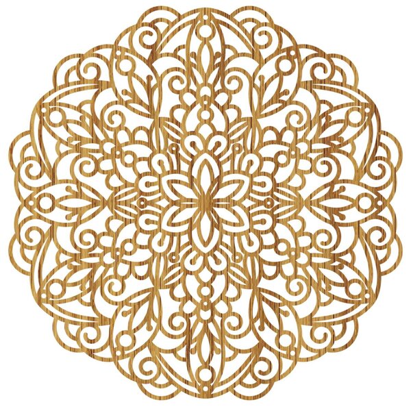 Dřevěná mandala na zeď, květinová dekorace | MELLANY: HDF - Javor 20 cm 4412-85828 HDF0248
