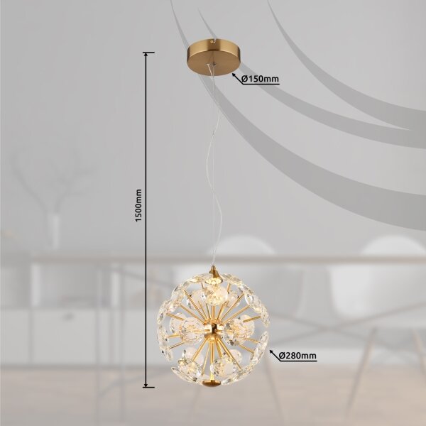 Globo 16047H - LED Lustr na lanku VIRINA LED/12W/230V 3000K zlatá