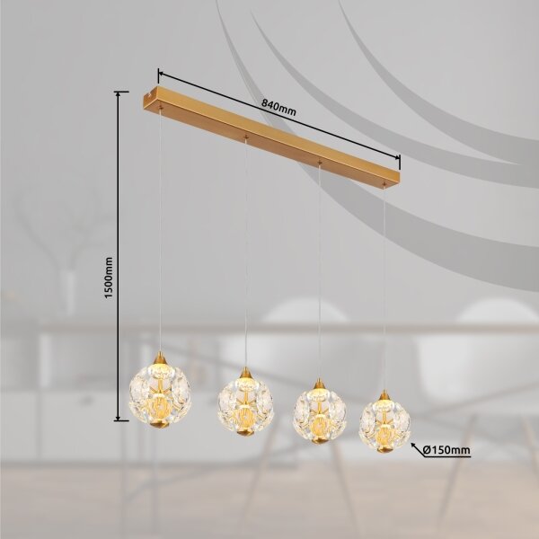 Globo 16047-4H - LED Lustr na lanku VIRINA LED/32W/230V 3000K zlatá