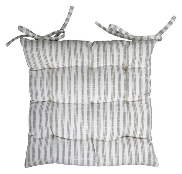 Taupe pruhovaný podsedák s výplní Nimes Seat - 40*40 cm - Chic Antique
