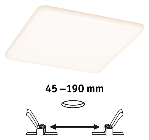 P 92395 LED vestavné svítidlo Veluna VariFit IP44 hranaté 185x185mm 17W 3.000K satén - PAULMANN