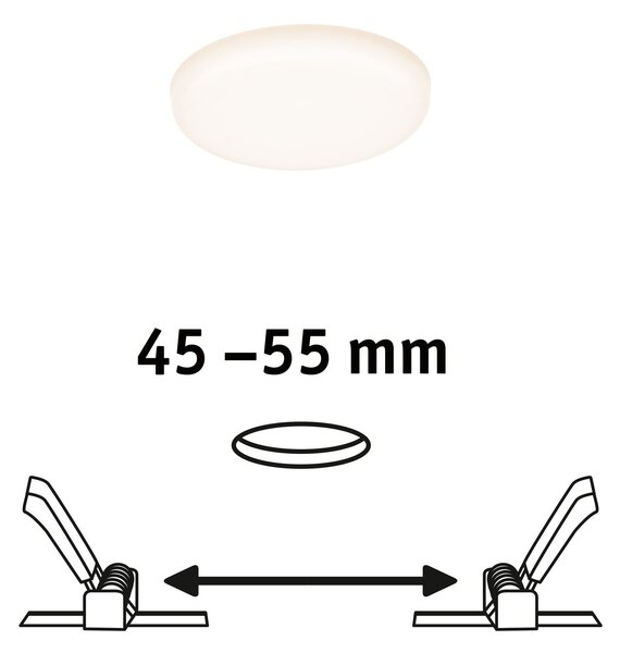 P 92387 LED vestavné svítidlo Veluna VariFit IP44 kruhové 75 4,5W 3.000K satén - PAULMANN