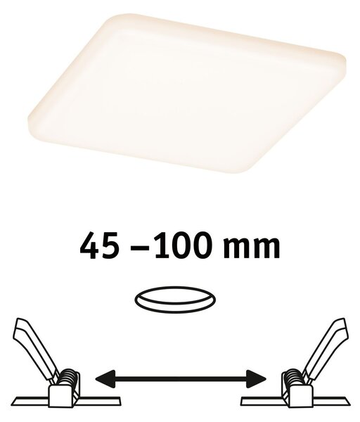 P 92394 LED vestavné svítidlo Veluna VariFit IP44 hranaté 125x125mm 8,5W 3.000K satén - PAULMANN