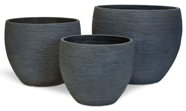 Pottery květináč, Ø 55/44/37 cm, výška 43,5/36/30 cm, šedý, antracitový Barva květináče: Antracitová, Rozměry: Set průměrů 55/44/37 cm