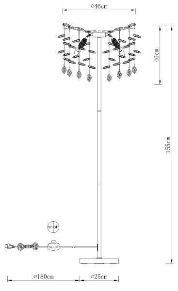Globo 64138SS - Stojací lampa QUEENA 5xE14/40W/230V stříbrná
