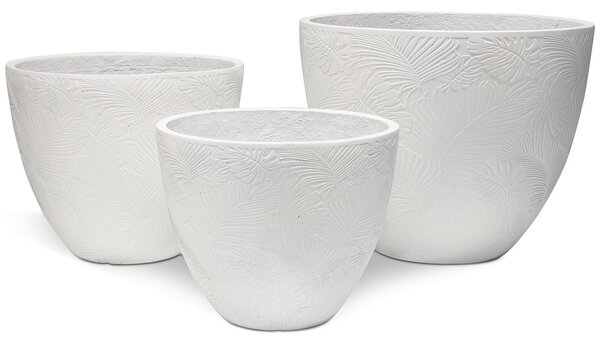 Flora květináč, Ø 55/44/37 cm, výška 43,5/36/30 cm, bílý, šedý, antracitový Barva květináče: Bílá, Rozměry: Set průměrů 55/44/37 cm