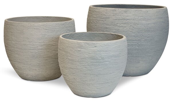 Pottery květináč, Ø 55/44/37 cm, výška 43,5/36/30 cm, šedý, antracitový Barva květináče: Šedá, Rozměry: Set průměrů 55/44/37 cm