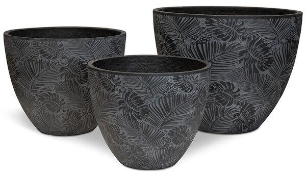 Flora květináč, Ø 55/44/37 cm, výška 43,5/36/30 cm, bílý, šedý, antracitový Barva květináče: Antracit, Rozměry: Set průměrů 55/44/37 cm