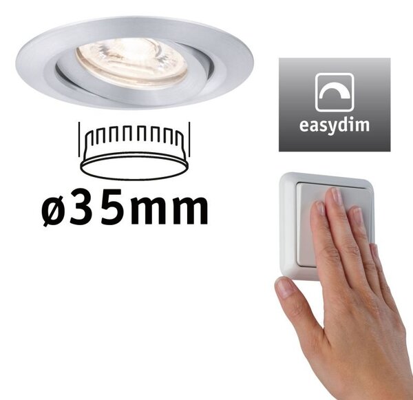 P 92974 LED vestavné svítidlo Nova mini Plus EasyDim výklopné 1x4,2W 2.700K hliník 230V - PAULMANN