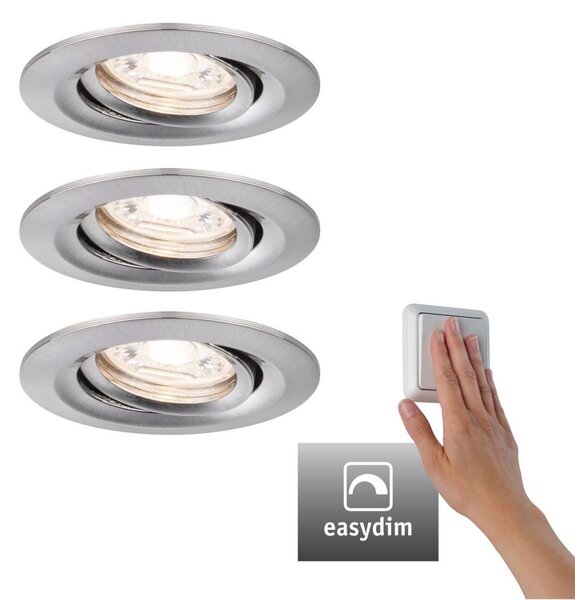 P 92973 LED vestavné svítidlo Nova mini Plus EasyDim výklopné 3x4,2W 2.700K kov kartáčovaný 230V - PAULMANN