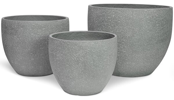 Gritto květináč, Ø 37/44/55 cm, výška 30/36/43,5 cm, šedý, antracitový Barva květináče: Šedá, Rozměry: Set průměrů 55/44/37 cm