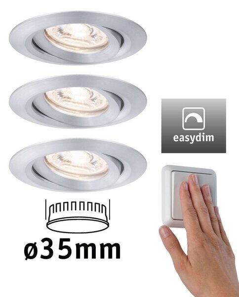 P 92975 LED vestavné svítidlo Nova mini Plus EasyDim výklopné 3x4,2W 2.700K hliník 230V - PAULMANN