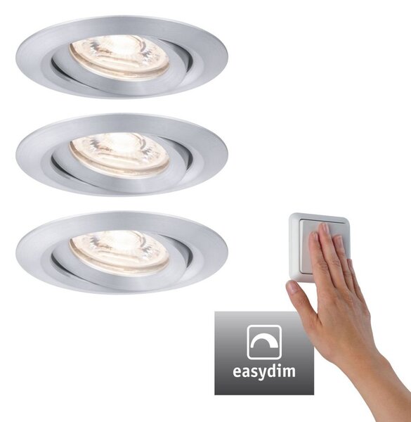 P 92975 LED vestavné svítidlo Nova mini Plus EasyDim výklopné 3x4,2W 2.700K hliník 230V - PAULMANN