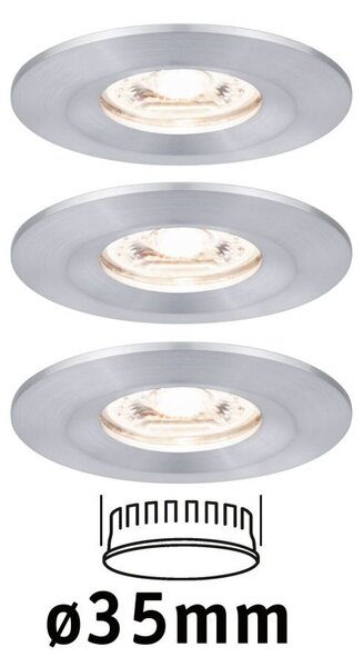 P 94305 LED vestavné svítidlo Nova mini nevýklopné IP44 3x4W 2.700K hliník broušený 230V - PAULMANN