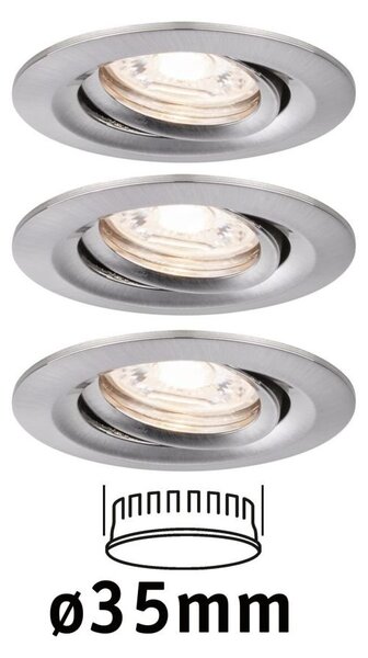 P 94295 LED vestavné svítidlo Nova mini výklopné 3x4W 2.700K kov kartáčovaný 230V - PAULMANN