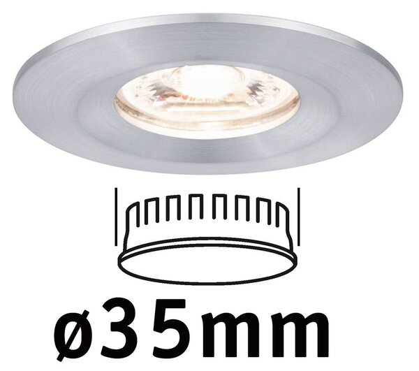 P 94304 LED vestavné svítidlo Nova mini nevýklopné IP44 1x4W 2.700K hliník broušený 230V - PAULMANN