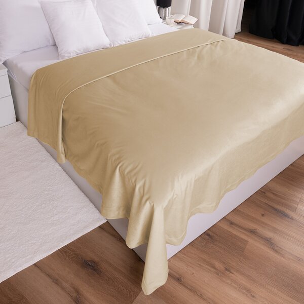 Biante Sametový přehoz na postel Velvet Premium SVP-006 Pískově béžový 140x200 cm