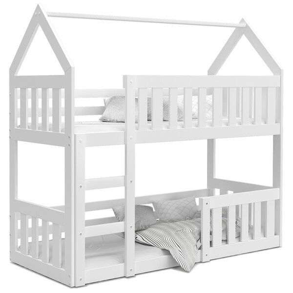 Dětská patrová domečková postel 190x80 cm - bílá