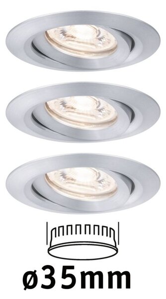 P 94297 LED vestavné svítidlo Nova mini výklopné 3x4W 2.700K hliník broušený 230V - PAULMANN