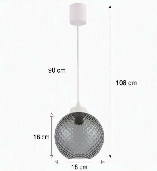 Brilagi - LED Lustr na lanku RETRO GLASS 1xE27/60W/230V pr. 18 cm bílá/kouř šedá
