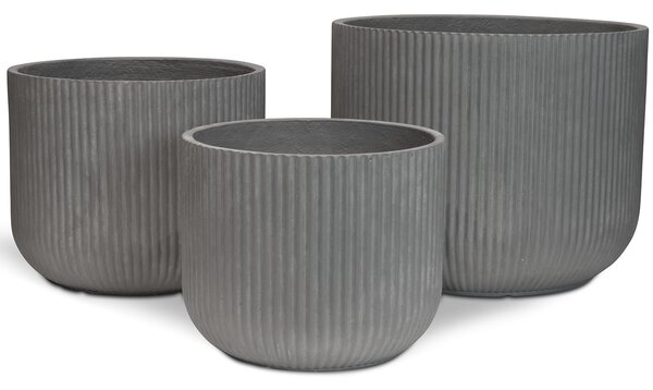 Linea květináč, Ø 37/44/55 cm, výška 30/36/43,5 cm, šedý, antracitový, krémový Barva květináče: Šedá, Rozměry: Set průměrů 55/44/37 cm
