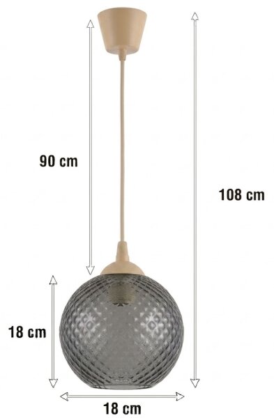 Brilagi - LED Lustr na lanku R GLASS 1xE27/60W/230V pr. 18 cm béžová/kouř šedá