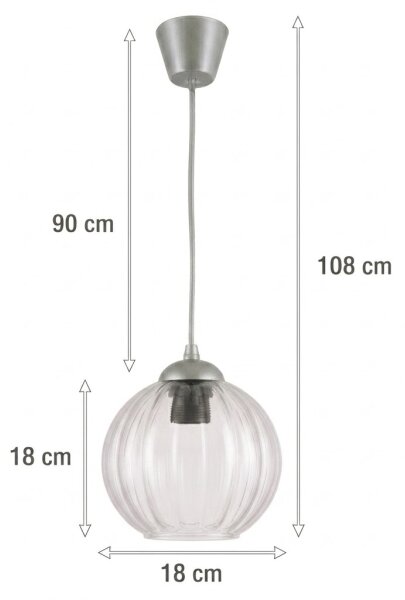 Brilagi - LED Lustr na lanku RETRO GLASS 1xE27/60W/230V pr. 18 cm stříbrná/čirá