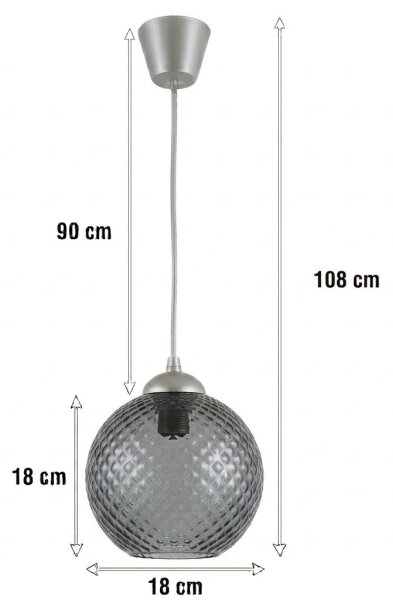Brilagi - LED Lustr na lanku R GLASS 1xE27/60W/230V pr. 18 cm stříbrná/kouř šedá